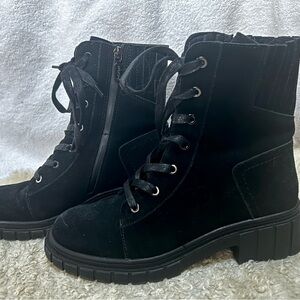 Black Lace-Up Ankle Boots